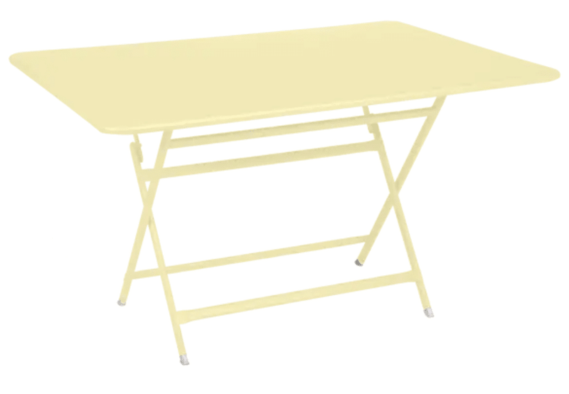 Load image into Gallery viewer, Fermob outdoor foldable metal table in frosted lemon color, 128 x 90 cm, six-seater with a sleek, modern design
