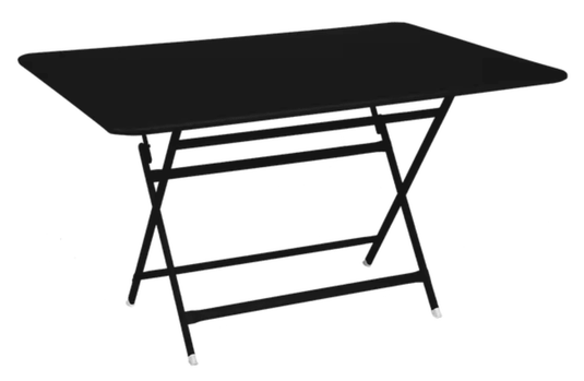 Fermob Caractère outdoor foldable metal table in Liquorice, 128 x 90 cm, six-seater, suitable for patio or garden dining.