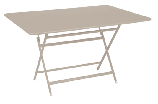 Fermob Caractère outdoor foldable metal table in nutmeg, 128x90 cm, six-seater with a modern design for outdoor dining.