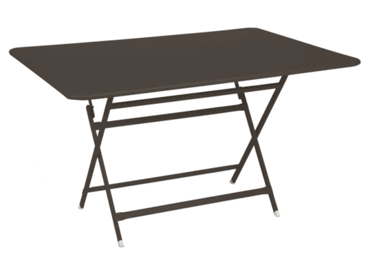 Fermob Caractère outdoor foldable metal table, 128x90 cm, six-seater, ideal for outdoor dining and patio use.