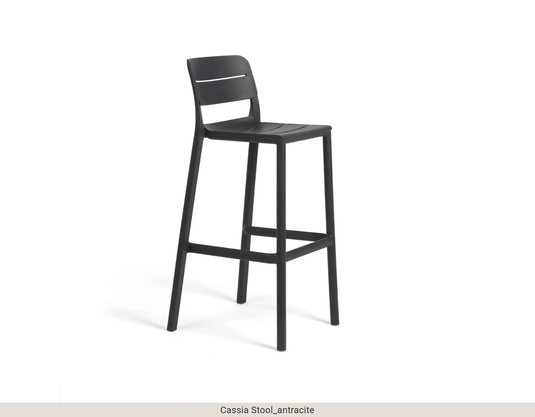 Cassia High Stool 75cm Outdoor Bar - Custom Wood DesignsNardi Cassia high outdoor bar stool, 75cm stackable chair in anthracite color, suitable for garden or patio seating.Nardi High Stool Stackable24575209110647Antracite