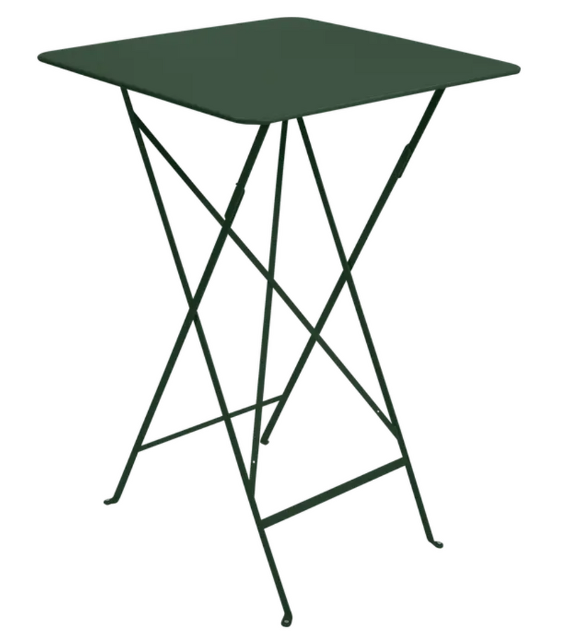 Load image into Gallery viewer, Cedar green Fermob Bistro high folding bar table with steel powder-coated finish, suitable for outdoor use and contract settings.
