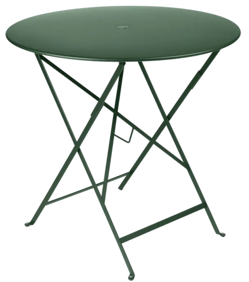 Load image into Gallery viewer, Cedar green Fermob Bistro Table Ø77cm round folding metal outdoor table for cafe or patio use.
