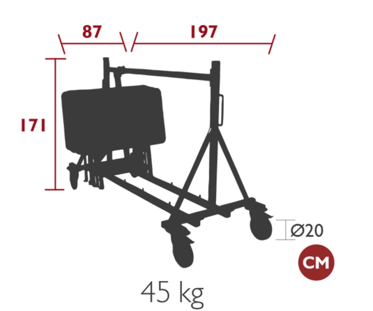 Fermob Chariots Folding Table Trolley with a folding chair on a white background, showcasing portability and compact design.