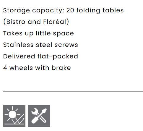 Load image into Gallery viewer, Fermob Chariots folding table trolley with a sturdy frame and capacity for easy transport of folding chairs and tables
