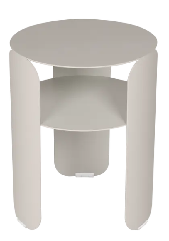 Load image into Gallery viewer, Fermob Bebop side table with a 35cm diameter, round clay grey metal design, suitable for outdoor use.
