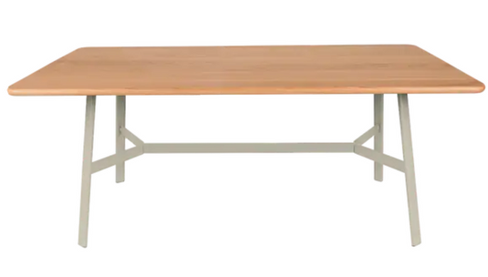 Fermob SO'O oak dining table, 180x90cm, with six seats, crafted from wood for restaurant or home use.