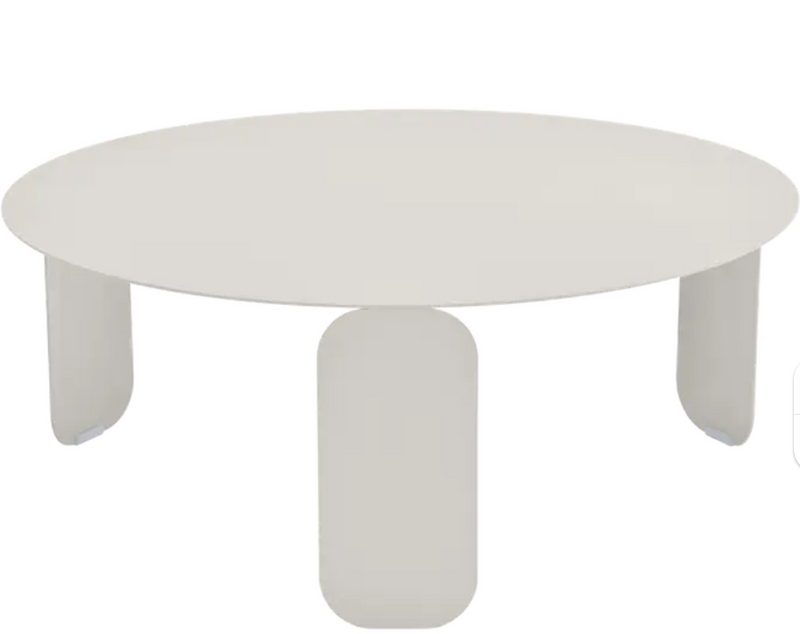 Load image into Gallery viewer, Fermob Bebop Low Table, 80cm diameter, clay grey outdoor coffee table with round design and anthracite finish.

