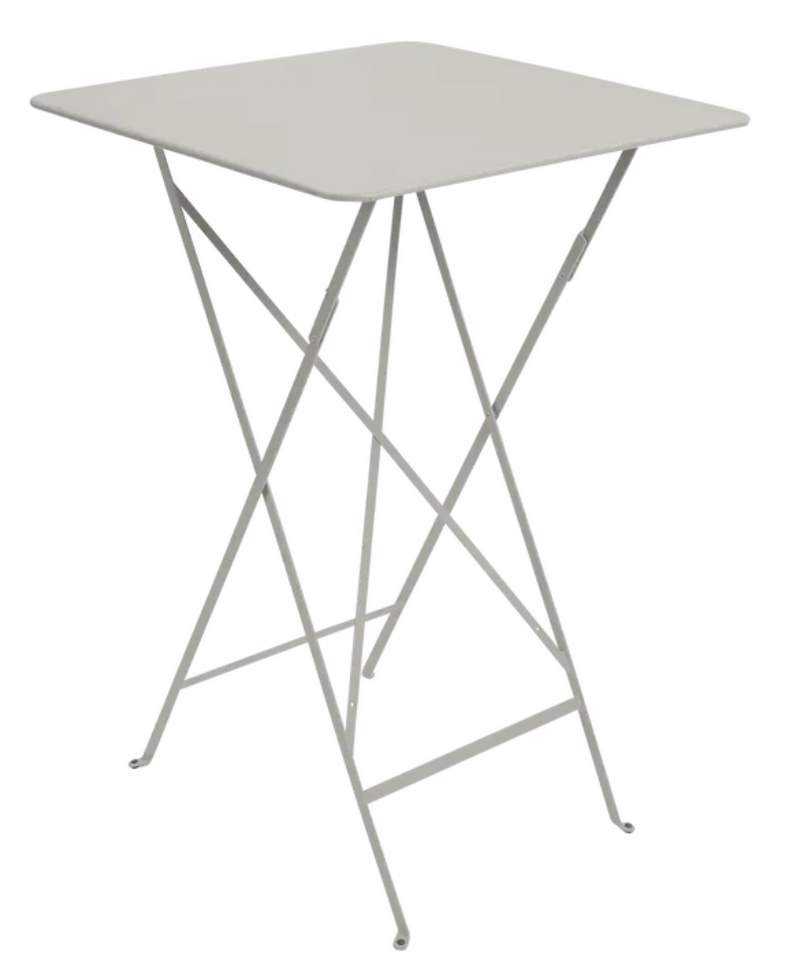 Load image into Gallery viewer, Clay grey Fermob Bistro high table, 71x71 cm foldable metal bar table for outdoor restaurant terrace dining.
