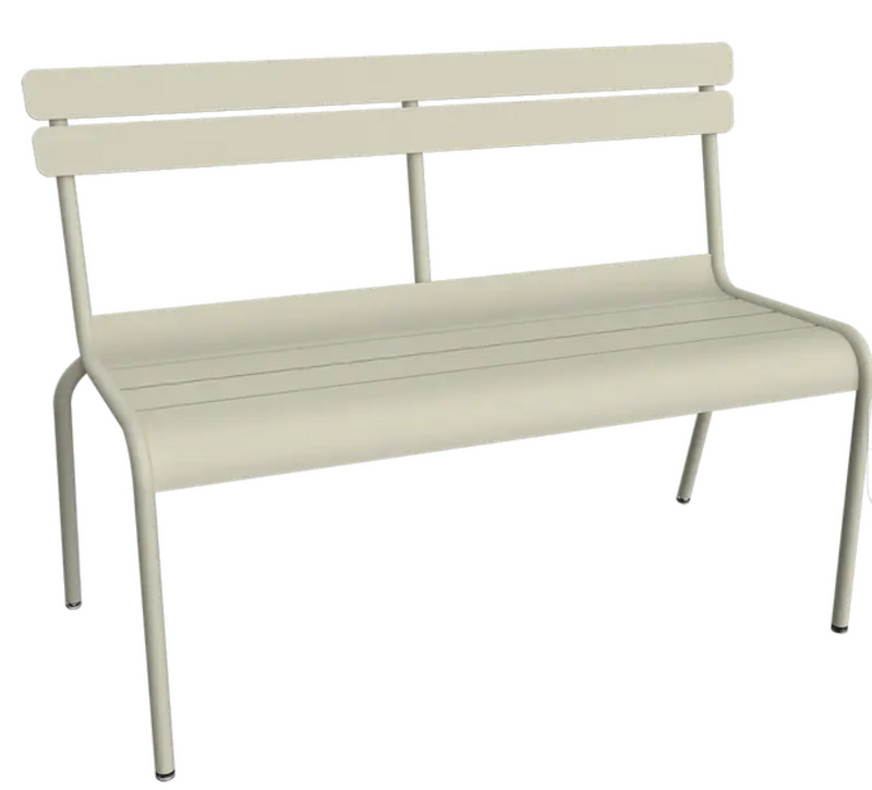 Load image into Gallery viewer, Fermob Luxembourg 2/3-seater outdoor bench with backrest in clay grey, ideal for outdoor or hallway seating.
