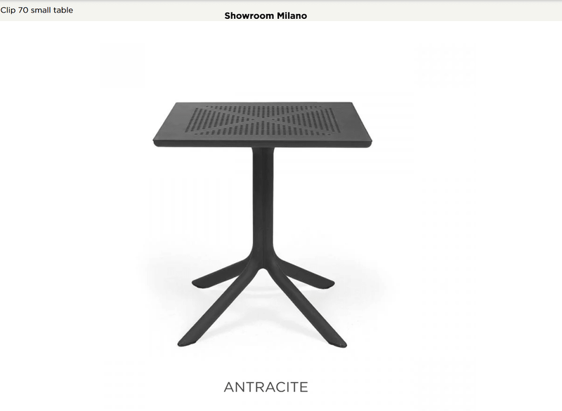 Load image into Gallery viewer, Clip 70 Outdoor Table - Custom Wood DesignsAn outdoor Nardi Clip 70 table with a dark Antracite finish, designed for hospitality and outdoor dining settings.Outdoor Table Nardi24575204761463Antracite
