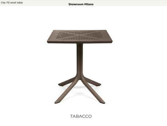 Clip 70 Outdoor Table - Custom Wood DesignsNardi Clip 70 outdoor table by Custom Wood Designs featuring a tobacco finish, suitable for restaurant or hotel outdoor settings.Outdoor Table Nardi24575204595927Tabacco
