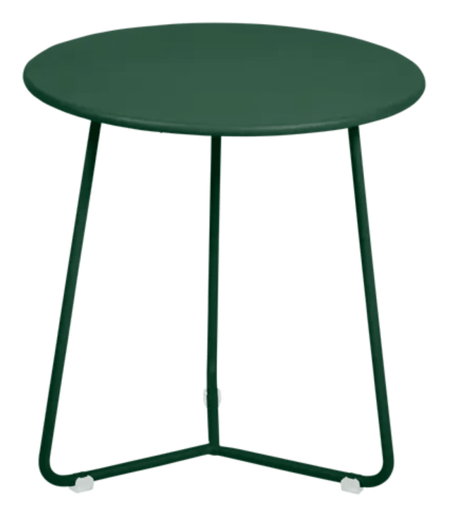 Load image into Gallery viewer, Fermob Cedar Green small occasional table with a round top and slender legs, 34cm diameter, ideal for versatile indoor or outdoor use.
