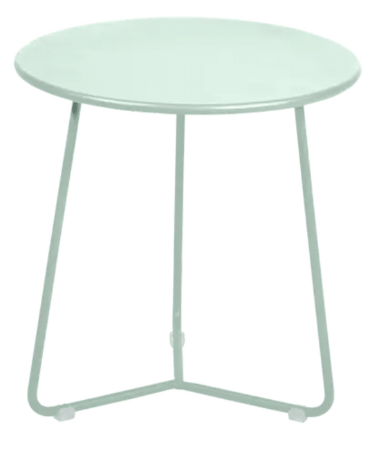 Ice mint Fermob small cocotte occasional table with a round top, 34cm diameter, suitable for versatile home use.