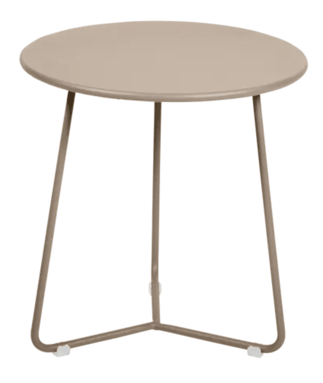 Load image into Gallery viewer, Small Fermob nutmeg-colored cocotte occasional table with a Ø34cm round top and sleek design.

