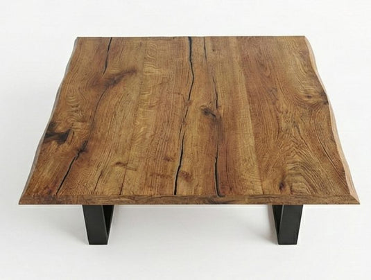 Square Nature solid oak live edge coffee table Ireland – custom made by Custom Wood Designs