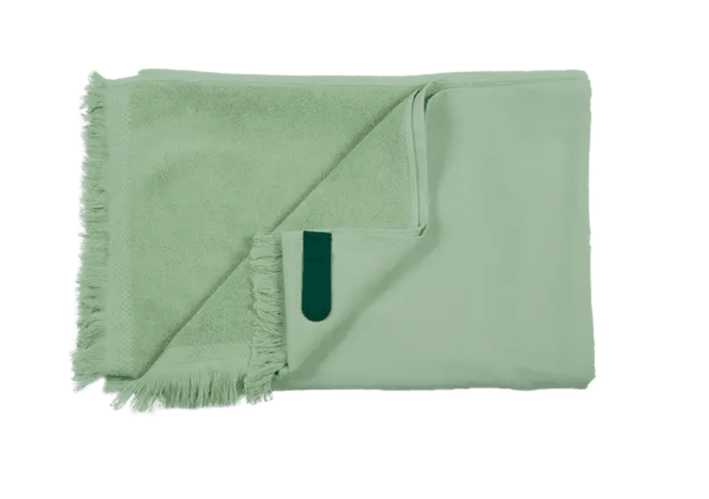 Load image into Gallery viewer, Olive green Fermob Color Mix Fouta towel, 200 x 100 cm, showcasing soft, lightweight woven fabric with vibrant color pattern.
