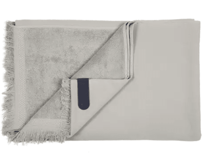 Load image into Gallery viewer, Fermob COLOR MIX Fouta Towel in Pebble Grey with colorful pattern, 200 x 100 cm, soft and lightweight for beach or outdoor use.
