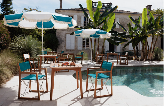 Aluminium Fermob parasol with 250cm diameter, outdoor commercial umbrella for cafe or patio seating in Ireland.