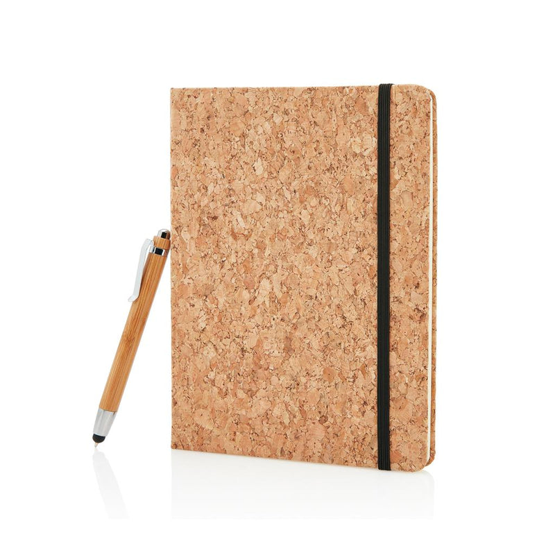 Load image into Gallery viewer, A5 cork notebook with pen/stylus pack of 25 Custom Wood Designs __label: Multibuy corka5notebookcustomwooddesigns
