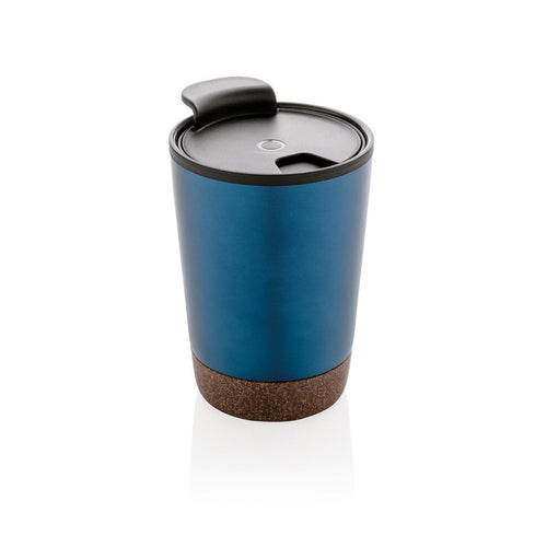 Stainless steel cork coffee tumbler pack of 25 Branded Blue Custom Wood Designs __label: Multibuy corktumblercustomwooddesigns