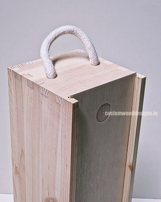 Sliding Lid 1 Bottle Box - Natural x 25 Corporate Gift Box with Wood Wool Custom Wood Designs __label: Multibuy gift gift box single box wine box wood wool corporate-gift-box-with-wood-wool-25-sliding-lid-1-bottle-box-natural-x-25-52616583151959