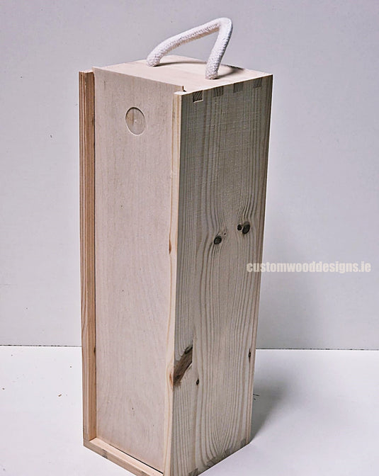 Sliding Lid 1 Bottle Box - Natural x 25 Corporate Gift Box with Wood Wool Custom Wood Designs __label: Multibuy gift gift box single box wine box wood wool corporate-gift-box-with-wood-wool-25-sliding-lid-1-bottle-box-natural-x-25-53612151669079