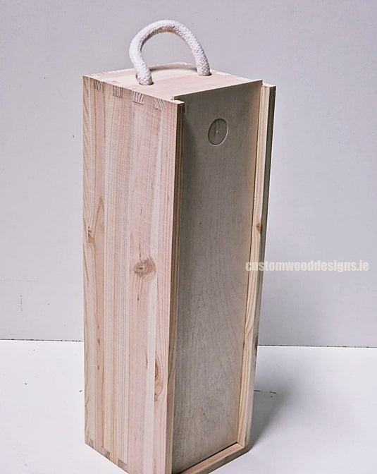 Sliding Lid 1 Bottle Box - Natural x 25 Corporate Gift Box with Wood Wool Custom Wood Designs __label: Multibuy gift gift box single box wine box wood wool corporate-gift-box-with-wood-wool-25-sliding-lid-1-bottle-box-natural-x-25-53612156944727