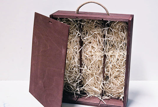Sliding Lid 3 Bottle Box - Burgundy x25 Corporate Gift Box with Wood Wool Custom Wood Designs box corporate gift hamper triple wine box wood wool corporate-gift-box-with-wood-wool-25-sliding-lid-3-bottle-box-burgundy-x25-53613516652887