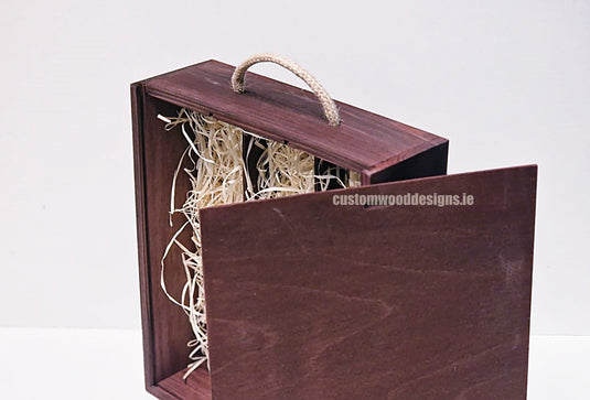 Sliding Lid 3 Bottle Box - Burgundy x25 Corporate Gift Box with Wood Wool Custom Wood Designs box corporate gift hamper triple wine box wood wool corporate-gift-box-with-wood-wool-25-sliding-lid-3-bottle-box-burgundy-x25-53613524681047