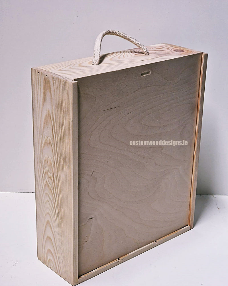 Load image into Gallery viewer, Sliding Lid 3 Bottle Box - Natural x25 Corporate Gift Box with Wood Wool Custom Wood Designs box corporate gift hamper triple wine box wood wool corporate-gift-box-with-wood-wool-25-sliding-lid-3-bottle-box-natural-x25-52626278449495

