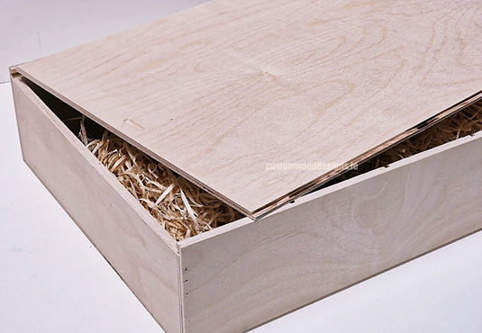 Sliding Lid 6 Bottle Box - Natural x 25 Corporate Gift Box with Wood Wool Custom Wood Designs box corporate gift hamper triple wine box wood wool corporate-gift-box-with-wood-wool-50-sliding-lid-6-bottle-box-natural-x-25-52626450153815