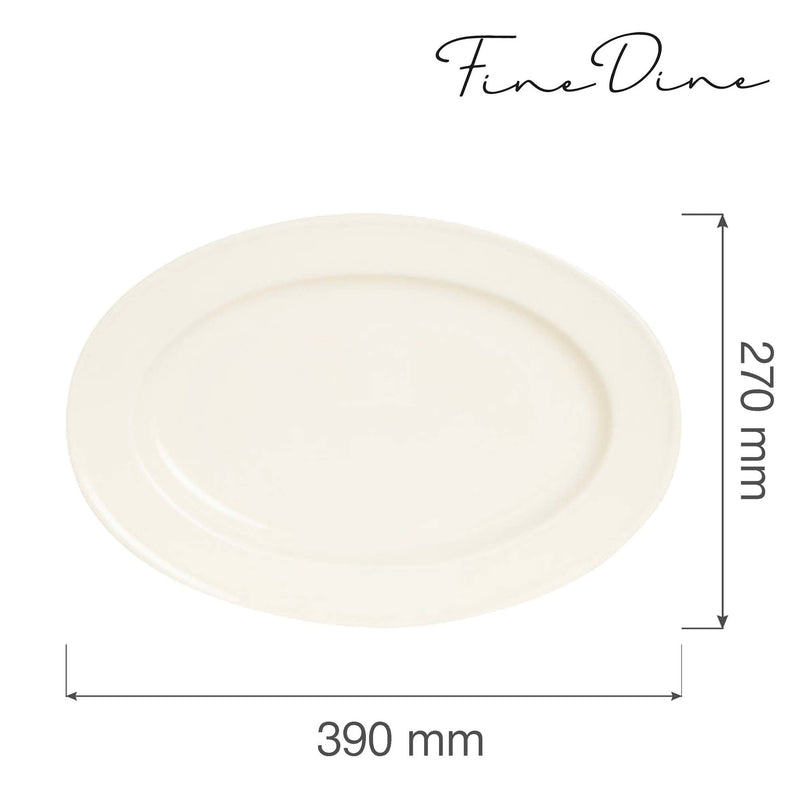 Load image into Gallery viewer, Crema oval dish, 390x270mm - Custom Wood DesignsOval platter from Fine Dine, 390x270mm, ceramic dish with a smooth, glossy finish, perfect for serving food.platter770672
