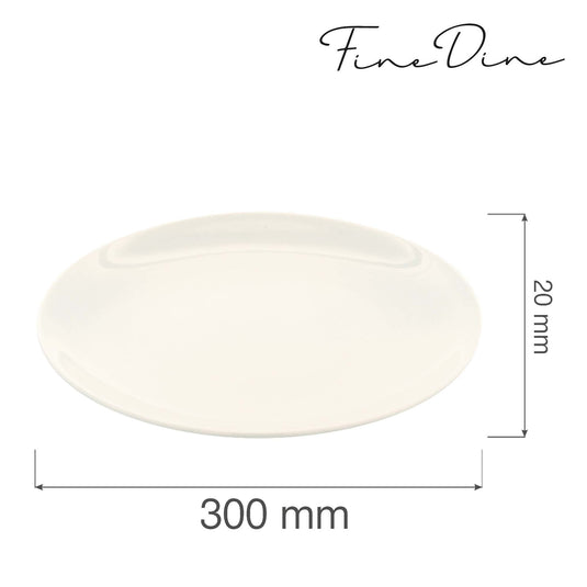 Crema rimless plate, 300mm - Custom Wood DesignsRound 300mm rimless plate from Fine Dine, smooth ceramic surface, simple design, perfect for serving or dining.plate without rim770368