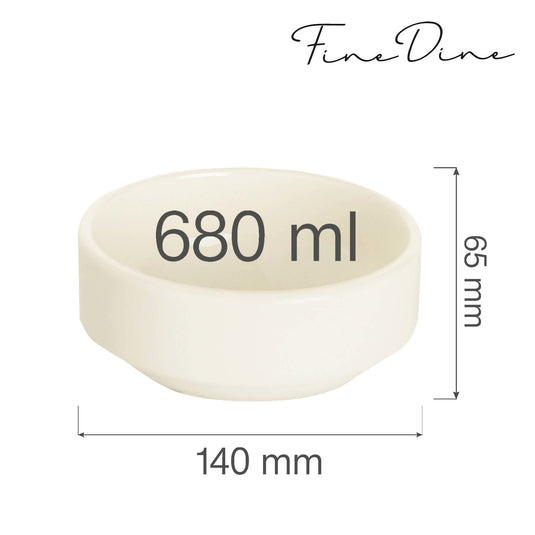Crema stackable bowl, 140mm - Custom Wood DesignsStackable Crema bowl by Fine Dine, 140mm in diameter, shown stacked with other bowls, smooth ceramic finish, neutral color.stackable bowl770696