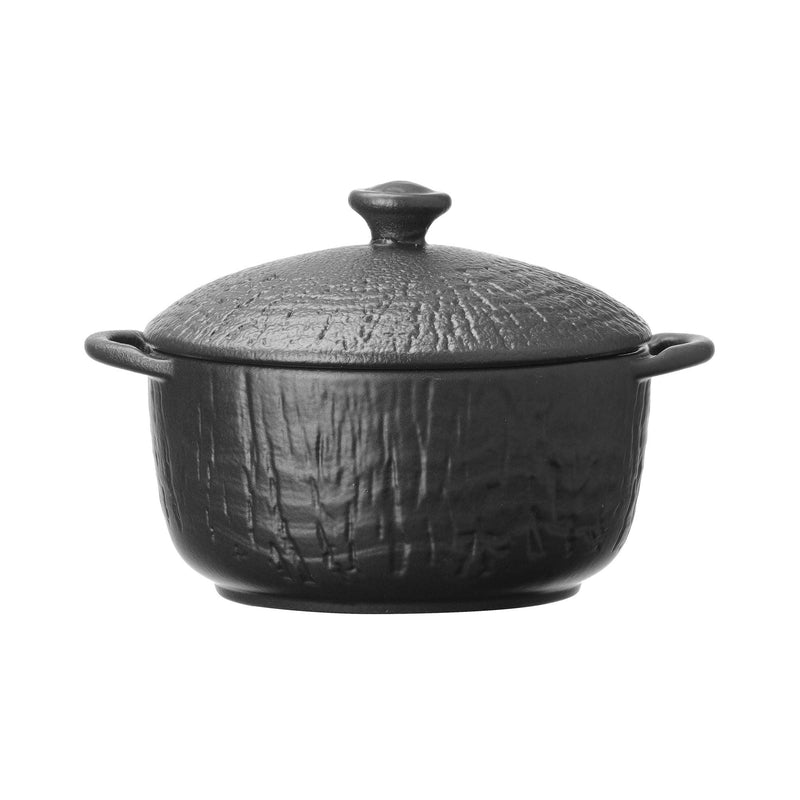 Load image into Gallery viewer, Crust handle tureen with lid, 140mm - Custom Wood DesignsFine Dine crust handle tureen bowl with lid, 140mm, ceramic serving dish with a textured crust handle design.bowl769829
