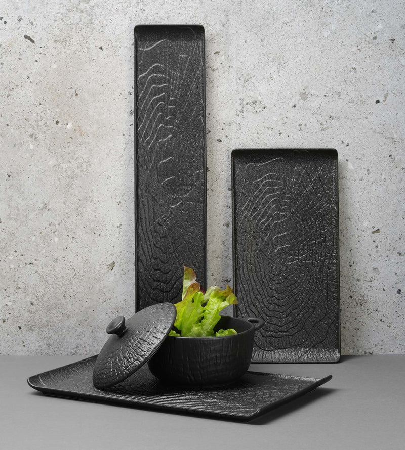Load image into Gallery viewer, Crust - rectangular plate 335x205mm - Custom Wood DesignsRectangular Fine Dine Crust plate measuring 335x205mm, with a smooth ceramic surface and elegant design.rectangular plate769843
