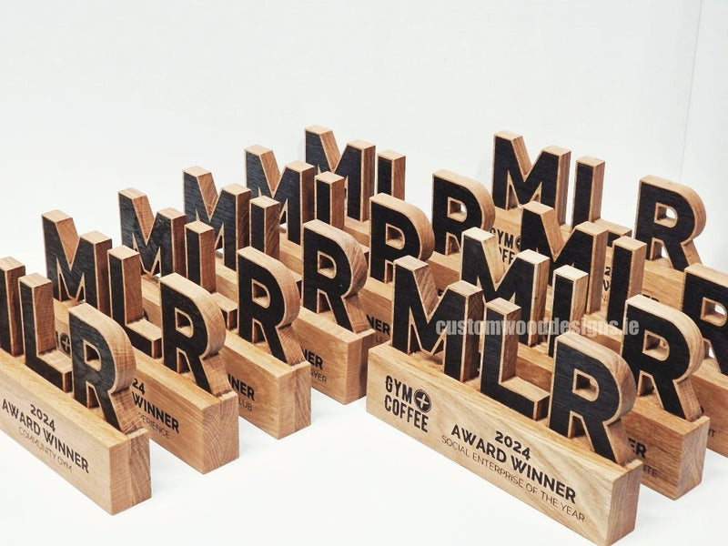 Load image into Gallery viewer, Custom Made Awards - Custom Wood DesignsCustom Wood Designs engraved wooden awards for corporate, gym, and coffee awards, showcasing sustainable, custom-made designs.Awards24575224368983
