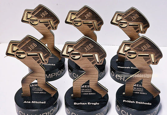 Custom Made Awards - Custom Wood DesignsCustom Wood Designs Irish Jameson Black Barrel Awards, wooden awards for corporate recognition, crafted for sustainable excellence.Awards24575224368983