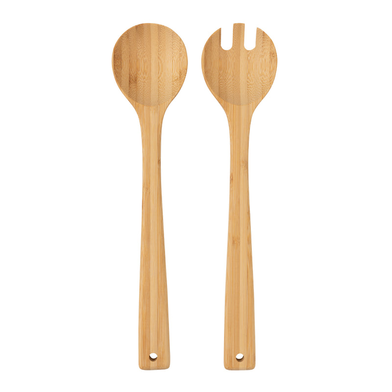Load image into Gallery viewer, Bamboo salad cutlery set 2pcs pack of 25 Custom Wood Designs __label: Multibuy cutlerysaladsetcustomwooddesignspromobrandingloogireland

