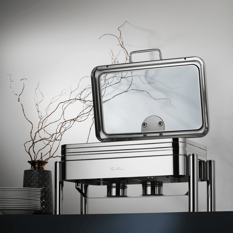 Load image into Gallery viewer, De Luxe Chafing dish with glass cover GN 1/1 - Custom Wood DesignsFine Dine De Luxe Chafing Dish with glass cover and induction heater, GN 1/1 size for keeping food warm.induction heater471159
