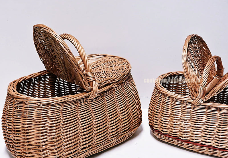 Load image into Gallery viewer, 10 x Oval Picnic Basket - 33hx43x28cm Custom Wood Designs __label: Multibuy default-title-10-x-oval-picnic-basket-33hx43x28cm-53612568609111
