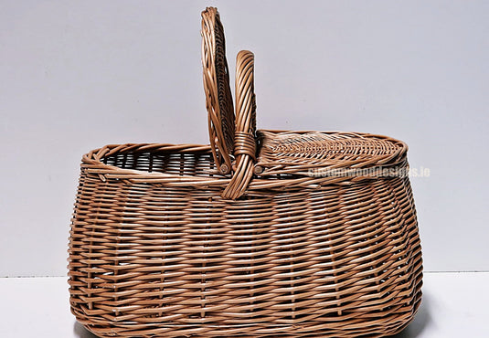 10 x Oval Picnic Basket - 40hx50x33cm Custom Wood Designs __label: Multibuy default-title-10-x-oval-picnic-basket-40hx50x33cm-53612573851991