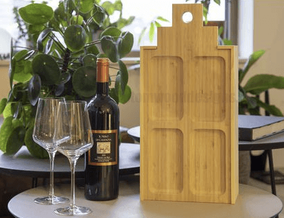 Load image into Gallery viewer, 2 in 1 Wooden Wine gift box and Food Board Custom Wood Designs default-title-2-in-1-wooden-wine-gift-box-and-food-board-53612239487319
