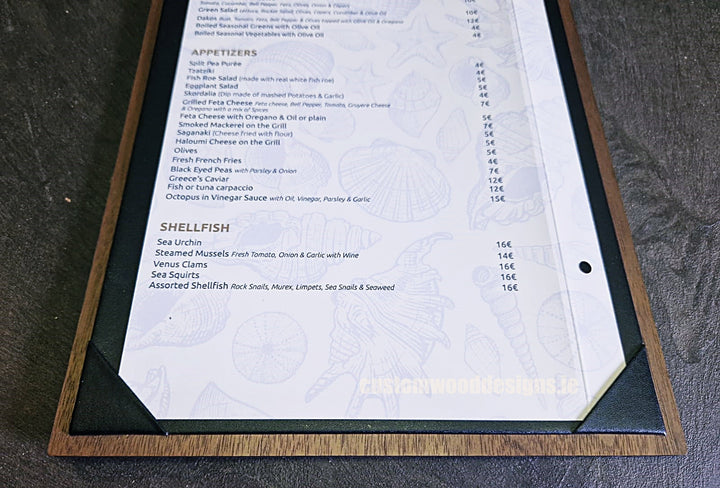 20 x A4 Walnut Album Menu | Elegant Menu | Custom Wood Designs
