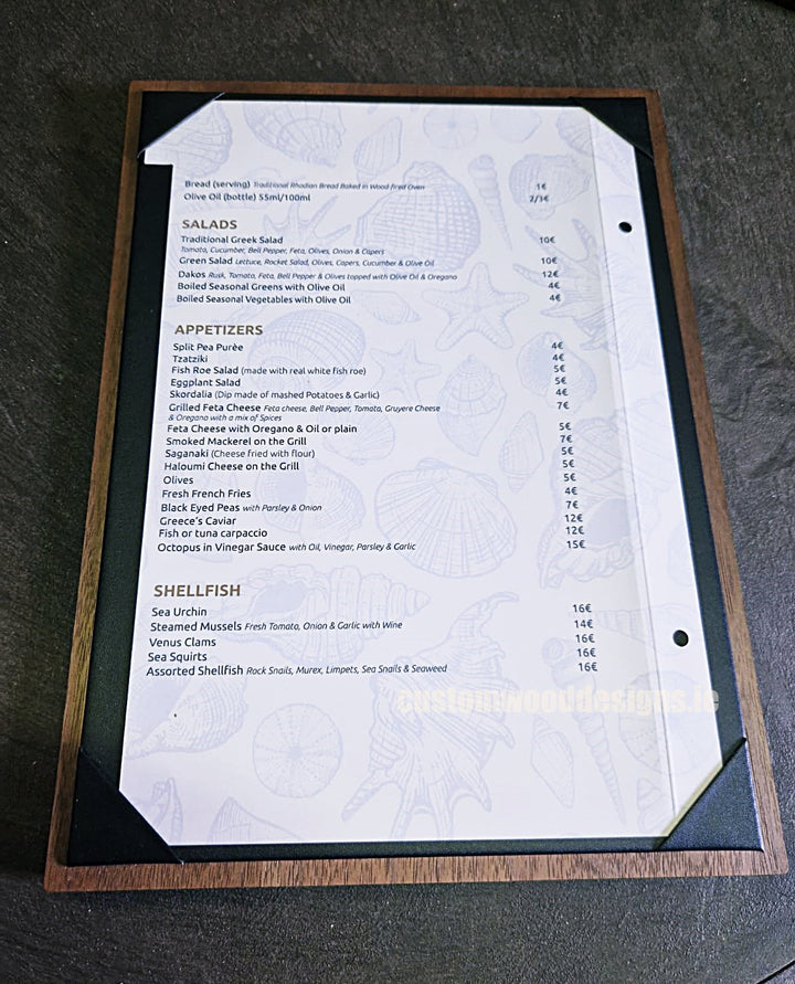 20 x A4 Walnut Album Menu | Elegant Menu | Custom Wood Designs