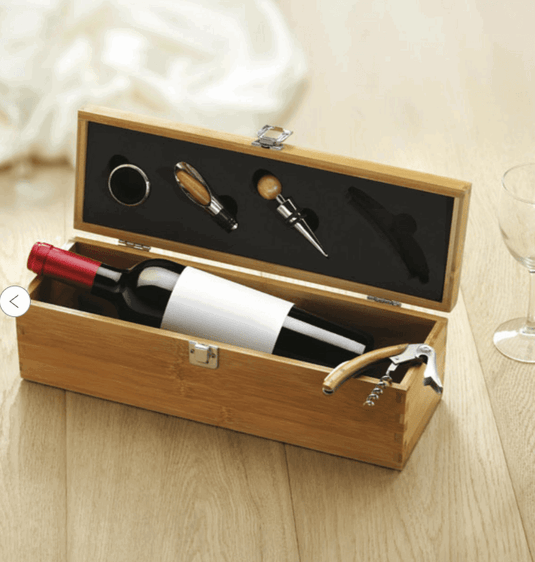 Bamboo Wine Box & Opener set Custom Wood Designs default-title-bamboo-wine-box-opener-set-53612274024791