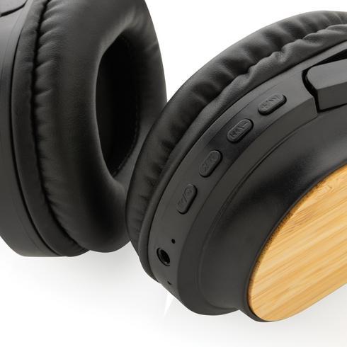 Load image into Gallery viewer, Black headphones with bamboo x 25 units IGO __label: Multibuy __label: Upload Logo default-title-black-headphones-with-bamboo-x-25-units-53612928172375
