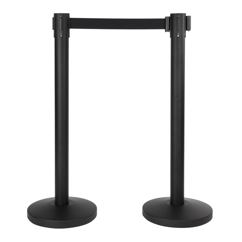 Load image into Gallery viewer, Black Retractable Barrier System with 4 poles 93x33x33cm Custom Wood Designs __label: Multibuy default-title-black-retractable-barrier-system-with-4-poles-93x33x33cm-53613726073175
