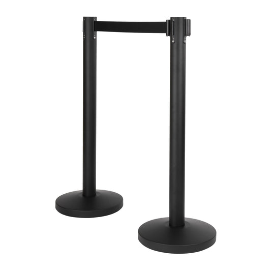 Black Retractable Barrier System with 4 poles 93x33x33cm Custom Wood Designs __label: Multibuy default-title-black-retractable-barrier-system-with-4-poles-93x33x33cm-53613728039255